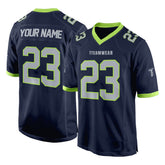 Custom Dark Blue Grey-Green Authentic Football Jersey 3D effect